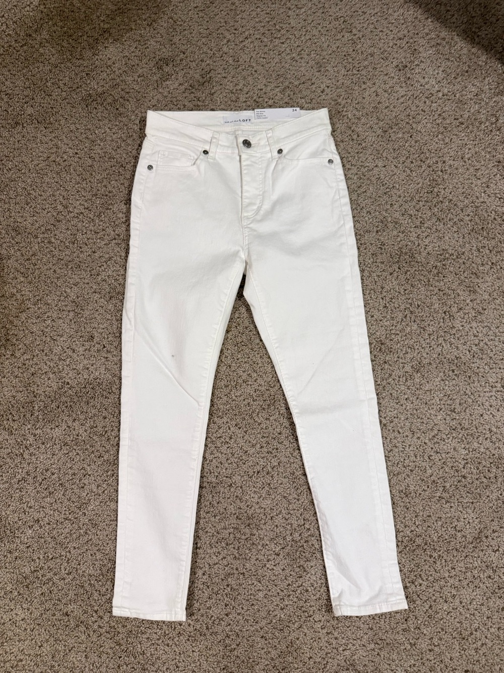 LOFT White The Skinny Mid-Rise Jeans